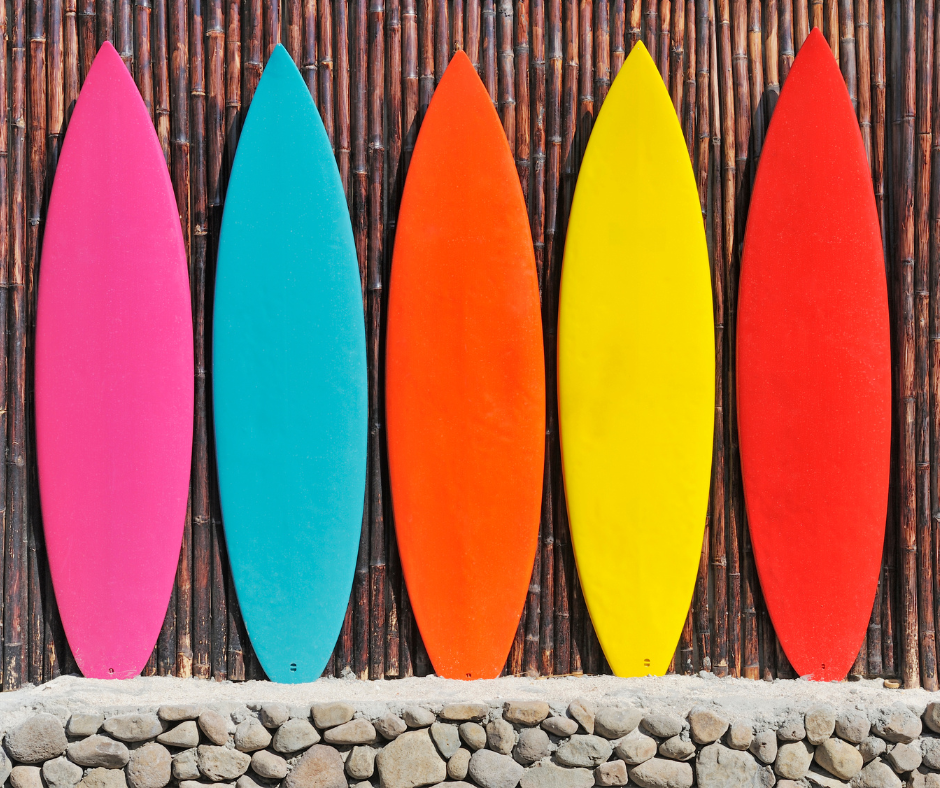 Colorful surfboards